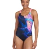 Zoggs Acid Wave Speedback Swimsuit - Black/Pink