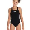 Arena Girls Team Swim Pro Solid Swimsuit - Black/White