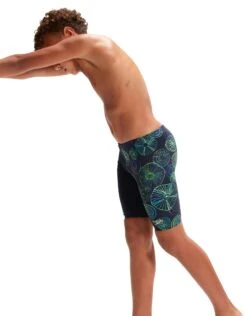 Speedo Boys Allover Digi Jammer - Navy/Green -Swimming Equipment Store BoysAlloverDigiJammer NavyGreen 2