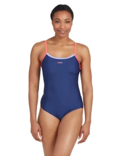 Zoggs Cannon Strike Back Swimsuit - Navy/Purple/Red