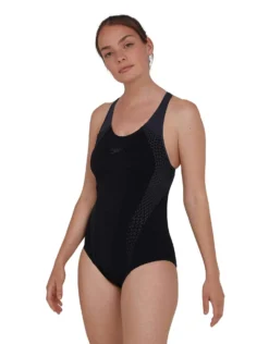 Speedo Hexagonal Laneback Swimsuit - Black