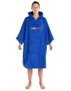 Organic Cotton Short Sleeve Adult Towel Poncho - Royal Blue -Swimming Equipment Store DryrobeOrganicCottonShortSleeveTowel RoyalBlue