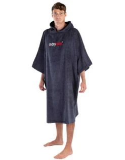Organic Cotton Short Sleeve Adult Towel Poncho - Navy -Swimming Equipment Store DryrobeOrganicCottonTowel Navy 3