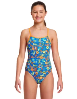 FUNKITA Girls Big Cat Bash Diamond Back Swimsuit