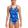 FUNKITA Girls Blue Bars Diamond Back Swimsuit