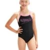 Speedo Girls Boom Logo Thinstrap Muscleback - Black/Pink