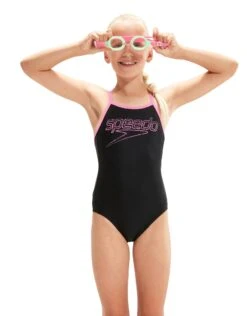 Speedo Girls Boom Logo Thinstrap Muscleback - Black/Pink -Swimming Equipment Store GirlsBoomLogoThinstrapMuscleback BluePurple 6