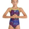 Arena Girls Carnival Lightdrop Back Swimsuit - Green/Multi