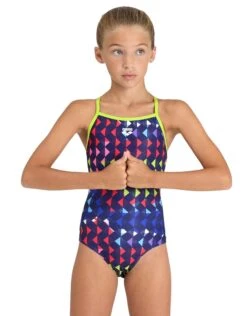 Arena Girls Carnival Lightdrop Back Swimsuit - Green/Multi