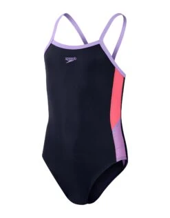 Speedo Girls Dive Thinstrap Muscleback Swimsuit - Navy/Purple -Swimming Equipment Store GirlsDiveThinstrapMusclebackSwimsuit 3