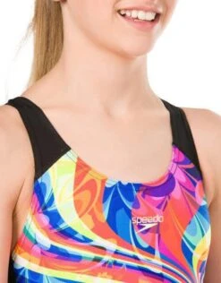 Speedo Girls Geoflash Digital Placement Splashback - Black/Blue -Swimming Equipment Store GirlsGeoflashDigitalPlacementSplashback BlackBlue 4