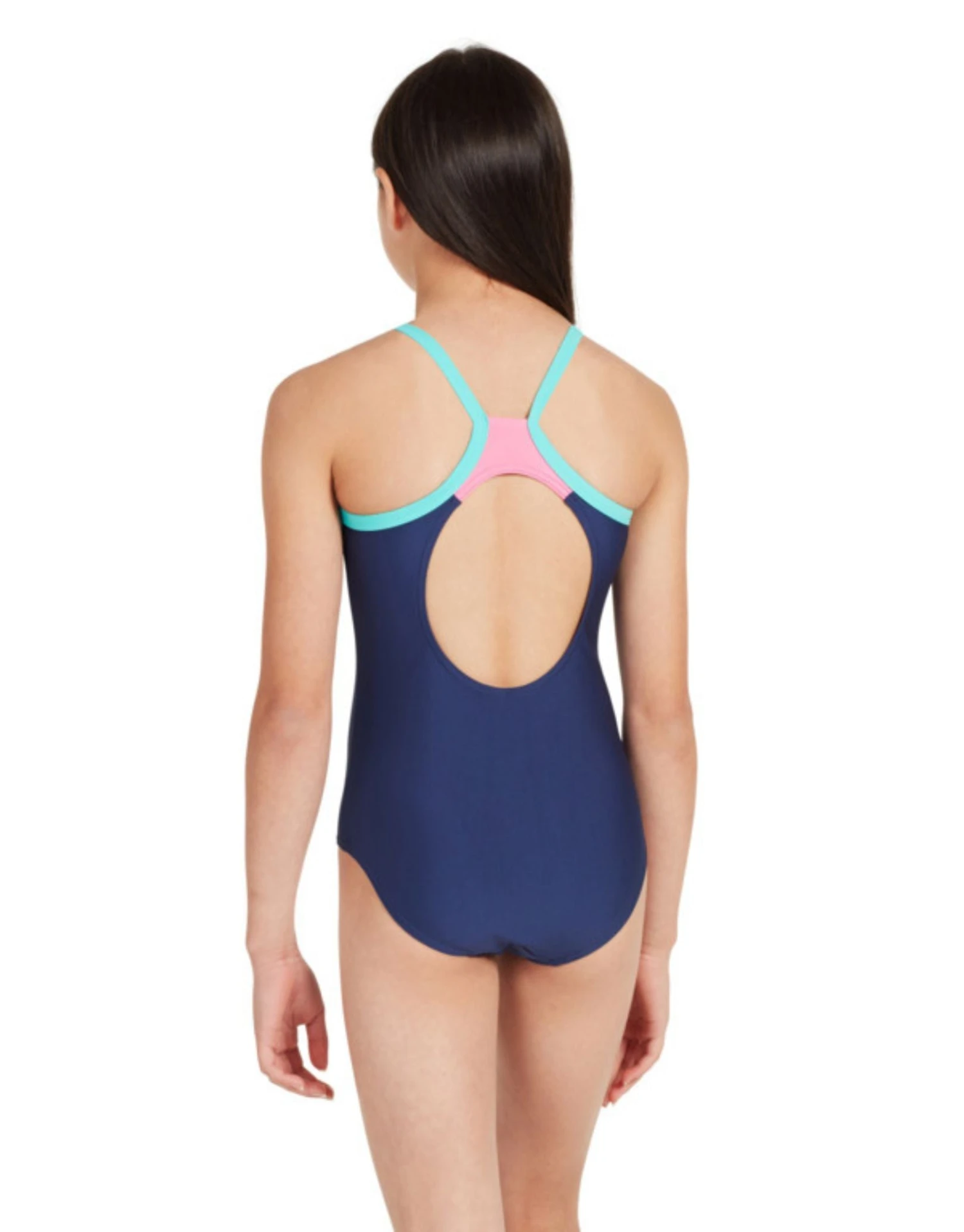 Zoggs Girls Kerrawa Strikeback Swimsuit - Navy/Purple/Coral 2 Zoggs Girls Kerrawa Strikeback Swimsuit - Navy/Purple/Coral - Image 2