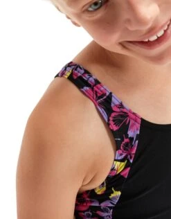 Speedo Girls Panel Legsuit - Black/Pink -Swimming Equipment Store GirlsPanelLegsuit BlackPink 6