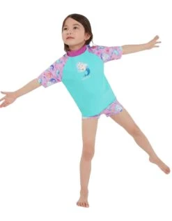 Speedo Tots Girls Printed Sun Protection Set - Green/Pink -Swimming Equipment Store Girls PrintedSunProtectionSet GreenPink 6