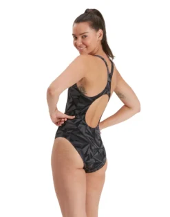 Speedo Hyperboom Allover Medalist Swimsuit - Black/Grey -Swimming Equipment Store HyperboomAlloverMedalistSwimsuit BlackGrey 5