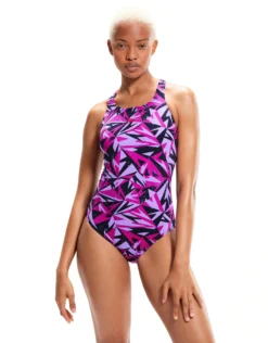 Speedo Hyperboom Allover Medalist Swimsuit - Navy/Purple