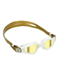 AQUA SPHERE Kayenne Small Fit Goggles - Mirrored Lens -Swimming Equipment Store KayenneSmallFit WhiteGold 2