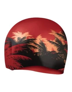 Speedo Long Hair Printed Swim Cap - Black/Red -Swimming Equipment Store LongHairPrintedSwimCap BlackRed 1