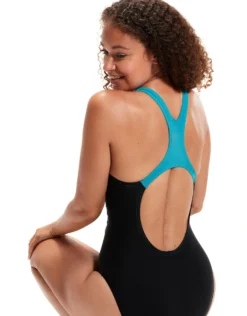 Speedo Medley Logo Medalist Swimsuit - Black/Green -Swimming Equipment Store MedleyLogoMedalistSwimsuit BlackBlue 1