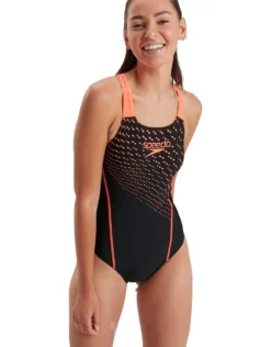Speedo Medley Logo Medalist Swimsuit - Black/Siren Red -Swimming Equipment Store MedleyLogoMedalistSwimsuit BlackSirenRed 2
