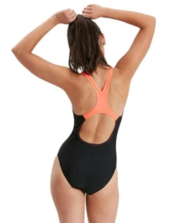 Speedo Medley Logo Medalist Swimsuit - Black/Siren Red -Swimming Equipment Store MedleyLogoMedalistSwimsuit BlackSirenRed 3