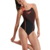 Speedo Medley Logo Medalist Swimsuit - Black/Siren Red