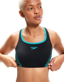 Speedo Placement 2 Piece Swimsuit - Black/Green -Swimming Equipment Store Placement2PieceSwimsuit BlackGreen 5