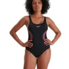 Speedo Placement Muscleback Swimsuit - Black / Pink