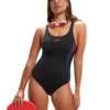 Speedo Placement Muscleback Swimsuit - Black/Red