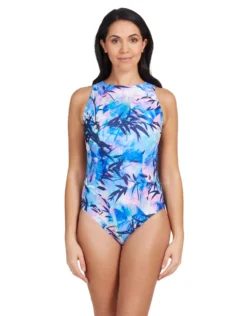 Zoggs Sasaya High Front Swimsuit - Navy/Blue -Swimming Equipment Store SasayaHighFrontSwimsuit 3