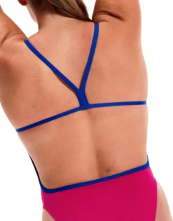 Speedo Solid V Back Swimsuit - Pink/Blue -Swimming Equipment Store SolidVBackSwimsuit PinkBlue 3