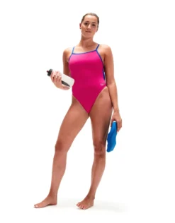 Speedo Solid V Back Swimsuit - Pink/Blue -Swimming Equipment Store SolidVBackSwimsuit PinkBlue 7