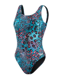 Speedo Allover Deep U-Back Swimsuit - Blue/Black -Swimming Equipment Store Speedo Allover Deep U Back Swimsuit Black Blue 6