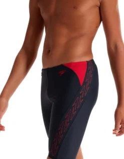 Speedo Boys HyperBoom Splice Swim Jammer - Navy/Red -Swimming Equipment Store Speedo Boys HyperBoom Splice Jammer Black Red 1