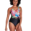 Speedo Digital Placement U-Back Swimsuit - Black/Multi