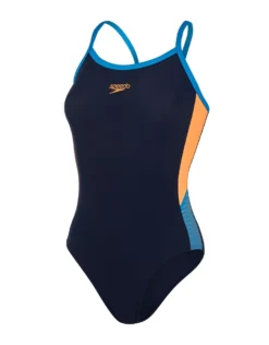 Speedo Dive Thinstrap Muscleback Swimsuit - Blue/Orange -Swimming Equipment Store Speedo DiveThinstrapMusclebackSwimsuit BlueOrange 4