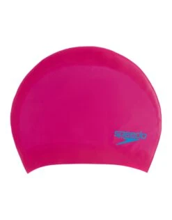 Speedo Junior Long Hair Silicone Swim Cap - Pink