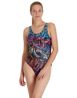 Speedo Placement U-Back Swimsuit - Black/Red