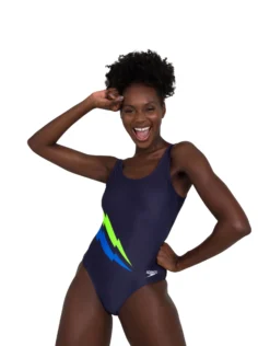 Speedo Core Placement U-Back Swimsuit - Navy/Blue/Yellow -Swimming Equipment Store SpeedoCorePlacementU Back Navy Blue Yellow 2