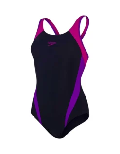 Speedo Logo Splice Muscleback Swimsuit - Navy/Purple -Swimming Equipment Store SpeedoSpliceMusclebackSwimsuit Navy Purple 3