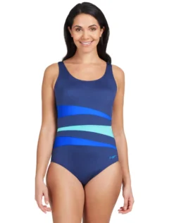 Zoggs Sumatra Adjustable Scoopback Swimsuit - Navy/Blue