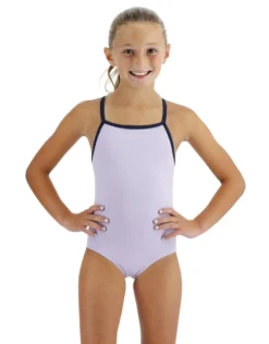 TYR Girls Solid Durafast Elite Addy DiamondFit Swimsuit - Lavender
