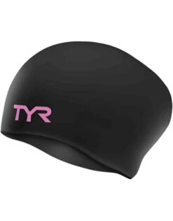 TYR Long Hair Wrinkle Free Silicone Cap -Swimming Equipment Store TYRLongHairWrinkle FreeSiliconeSwimCap BlackPink
