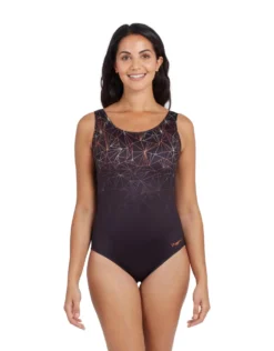Zoggs Vintage Geo Scoopback Swimsuit - Black