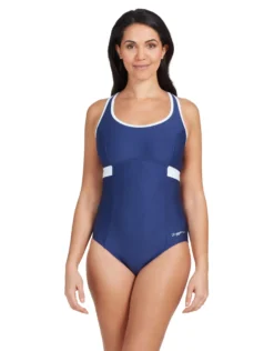 Zoggs Dakota Crossback Swimsuit - Navy/White