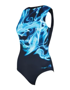 Zoggs Ocean Smoke High Front Swimsuit - Navy/Black -Swimming Equipment Store Zoggs Ocean Smike High Front Swimsuit 3