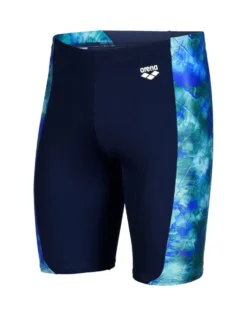 Arena Tie Dye Effect Print Allover Swim Jammer - Navy/Neon Blue -Swimming Equipment Store arena tie dye jammer blue 2