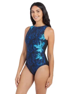 Zoggs Indigo Forest Hi Front Swimsuit -Swimming Equipment Store indigohifrontswimsuit 2