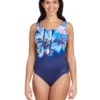 Zoggs Sasaya Scoopback Swimsuit - Royal/Purple