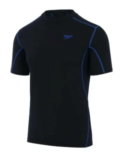 Speedo Mens Tech Short Sleeve Rash Top - Black/Blue -Swimming Equipment Store speedorashshirtblackblue 813495f776 1